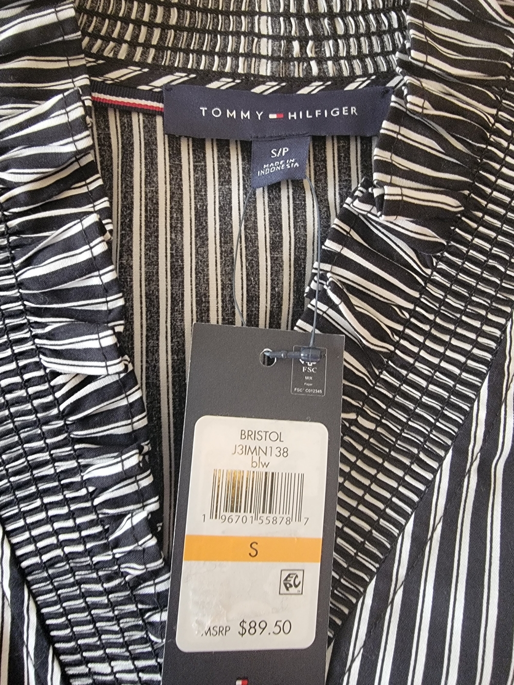 Tommy Hilfiger Black and White Striped Blazer